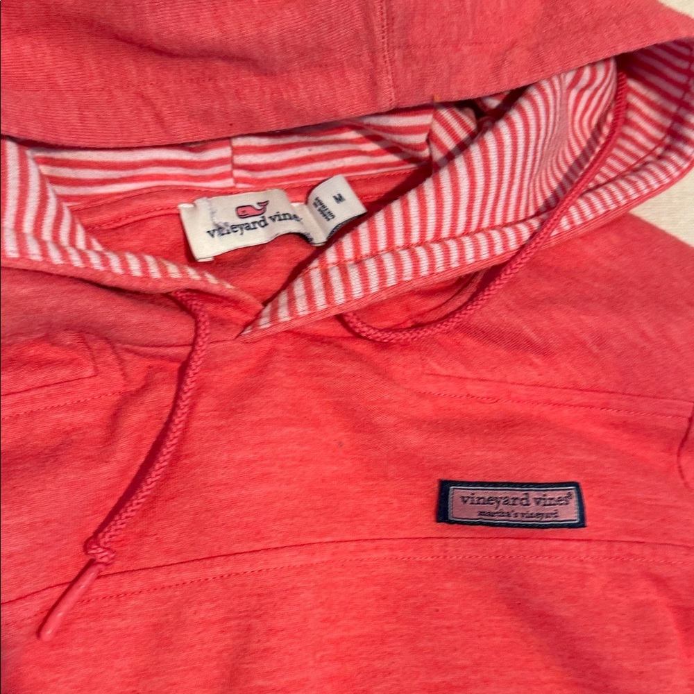 Vineyard Vines Coral Hoodie with Striped Lining